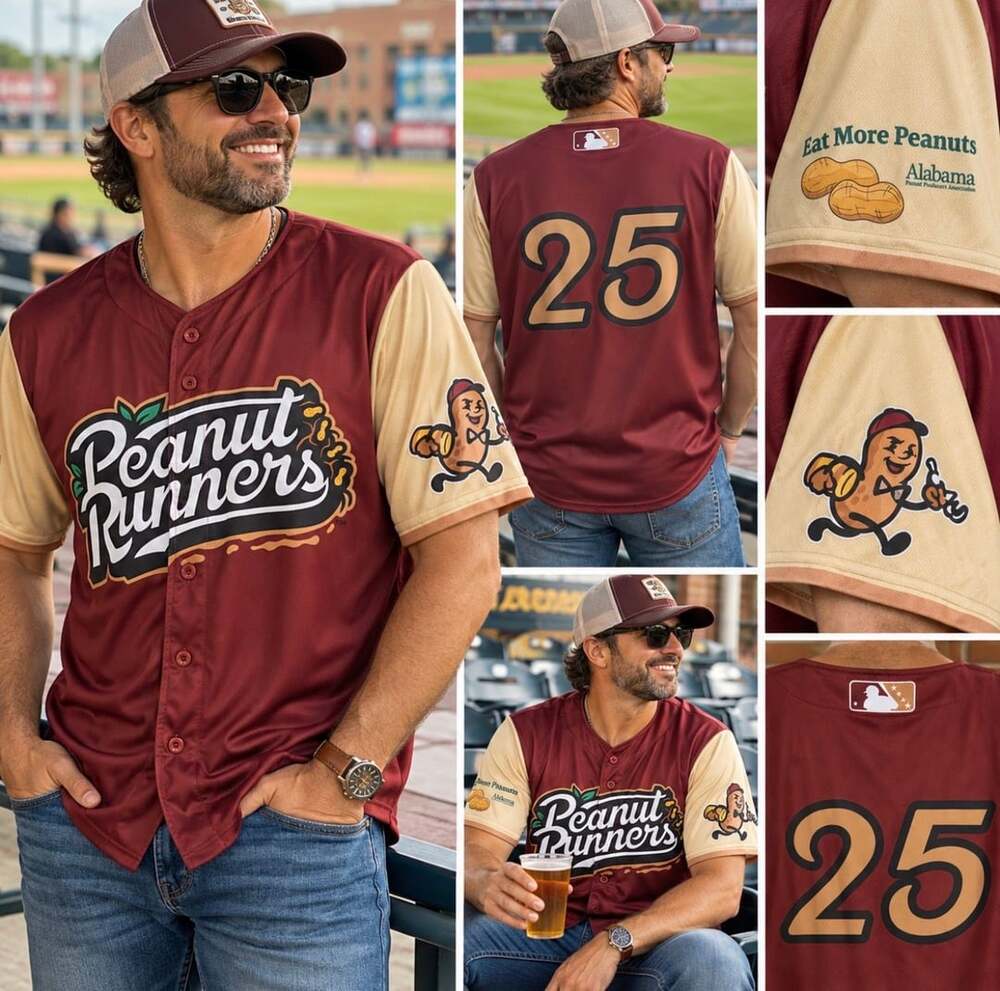 Alabama Peanut Runners Jersey 2025 Stadium Giveaway #25 L Montgomery Biscuits